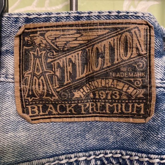 34 x 32 Affliction Black Premium muddy/distressed jeans - Picture 5 of 15